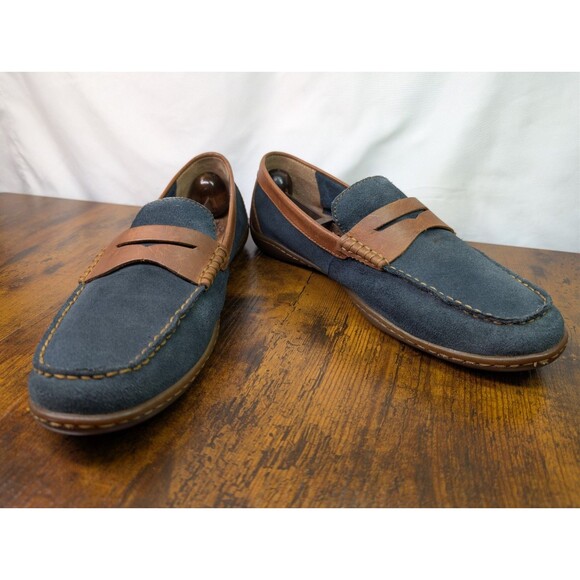Born Men\'s Andes Penny Loafers 9 M Navy Blue Brown Leather Slip On Driving Shoes main image 8